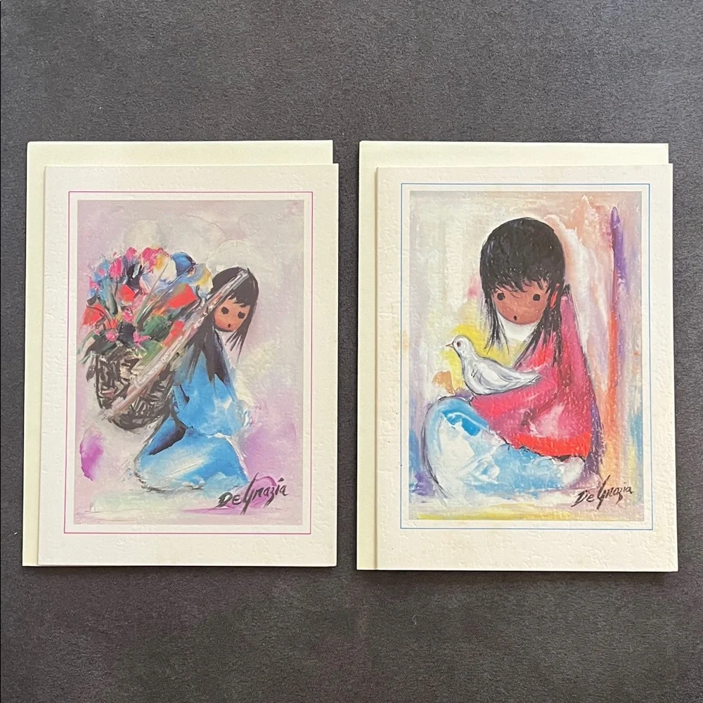 WHITE DOVE, BEAUTIFUL BURDEN DeGrazia Note Cards Stationery Unused, Envelopes